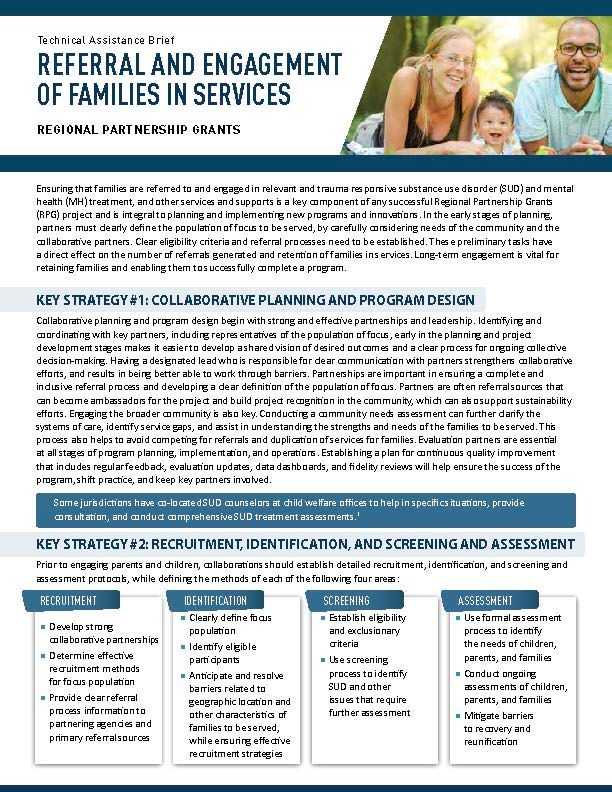 Referral and Engagement of Parents in Services Technical Assistance Brief