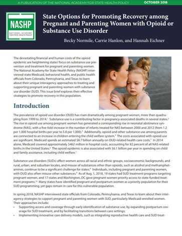 State Options for Promoting Recovery Among Pregnant and Parenting Women With Opioid or Substance Use Disorder