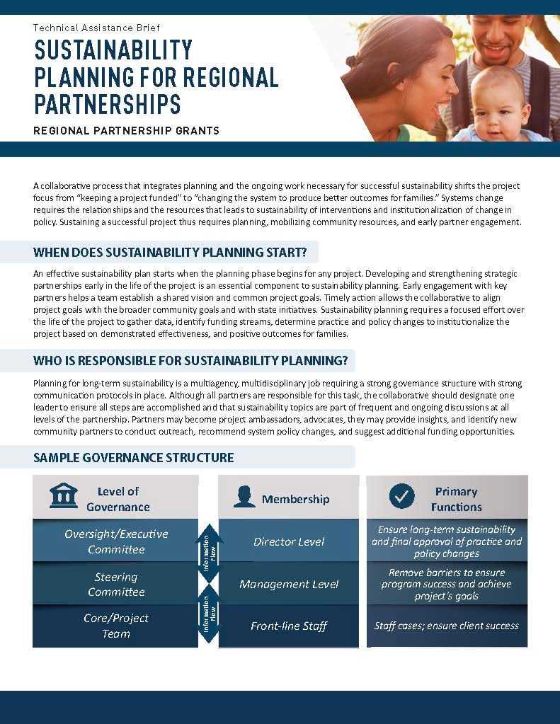 Sustainability Planning for Regional Partnerships Technical Assistance Brief